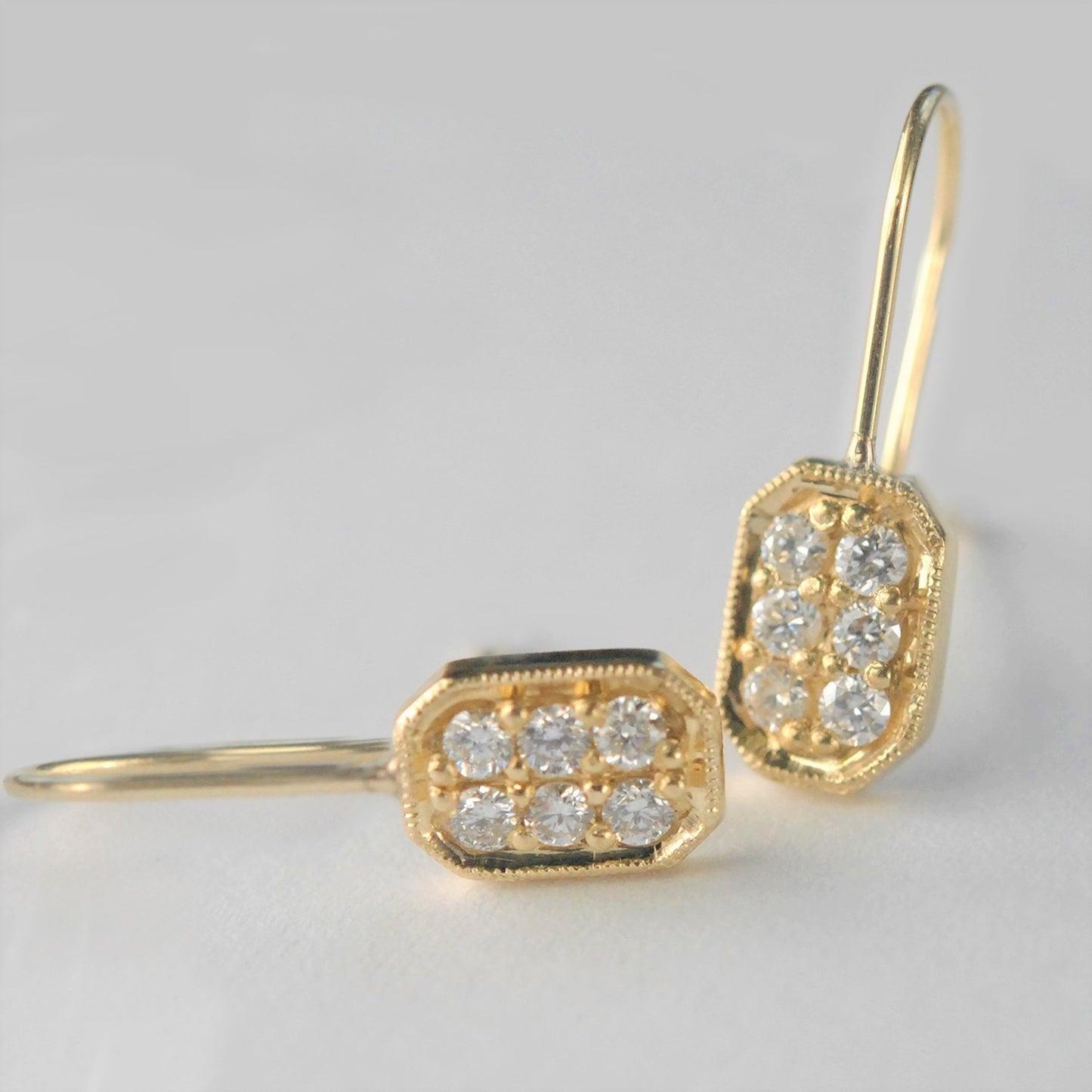 Item No E055 Oval Diamond Hook Earrings